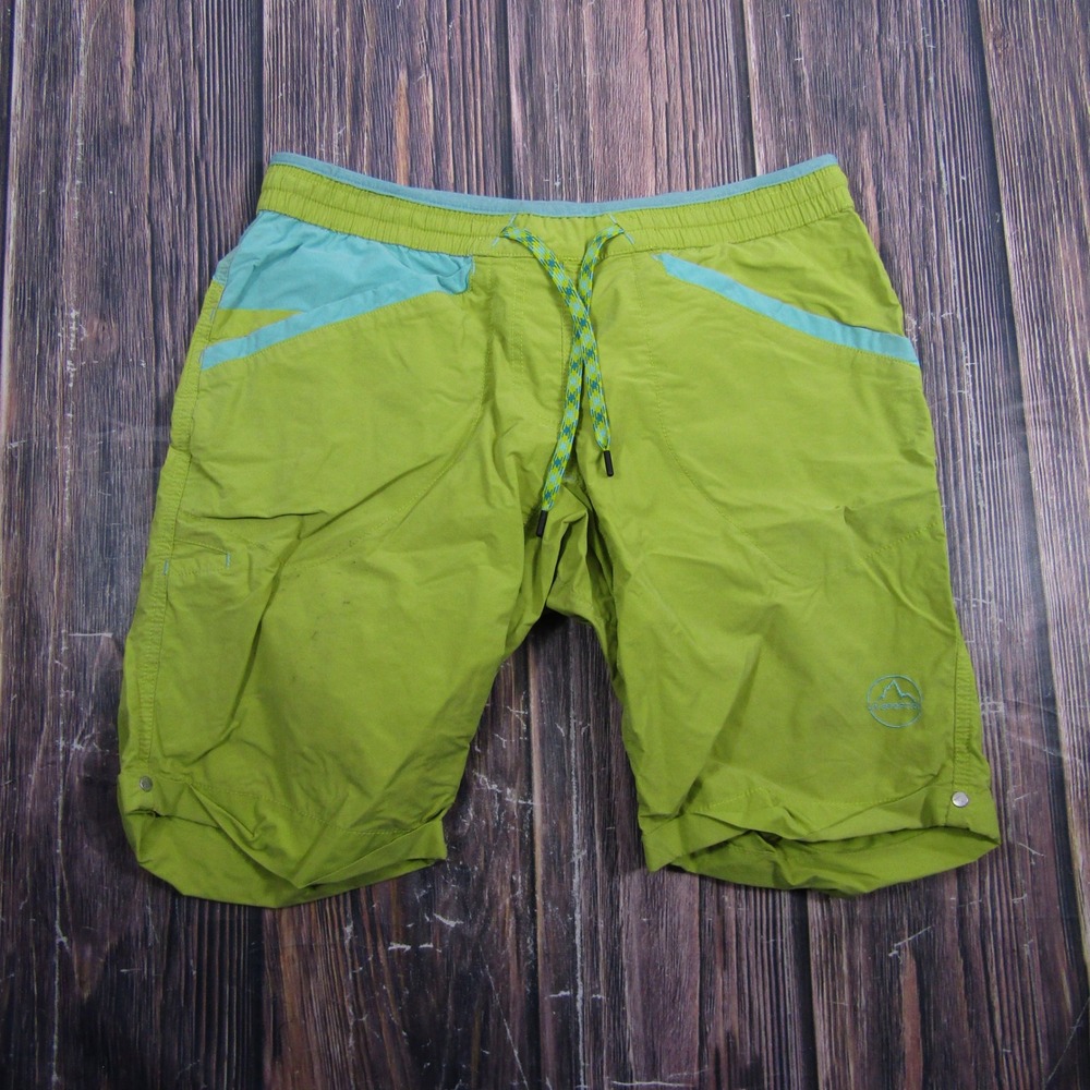 La Sportiva Climbing Shorts Women M Green Turquoise Cotton Blend Hiking Run